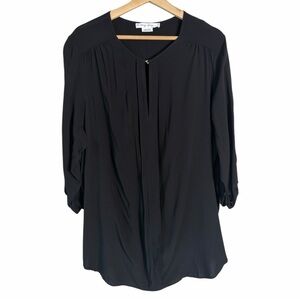 Penningtons Tunic Blouse 3/4 Adjustable Sleeve Black Viscose Size 1X